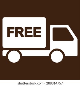 Free delivery icon from Business Bicolor Set. This flat vector symbol uses white color, rounded angles, and isolated on a brown background.