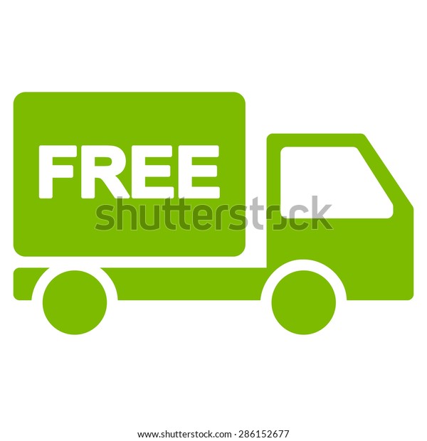 Free delivery icon from Business Bicolor Set.\
This flat vector symbol uses eco green color, rounded angles, and\
isolated on a white\
background.