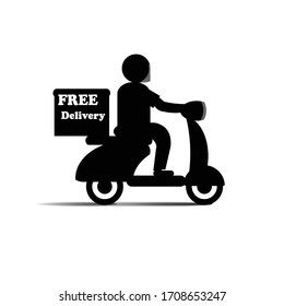 Free delivery icon by motorcycle Black on white background