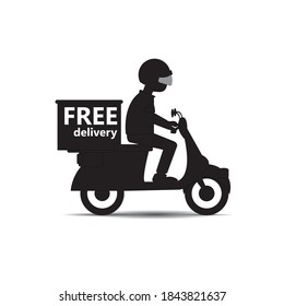 Free delivery icon by motorcycle Black on white background