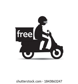 Free delivery icon by motorcycle Black on white background