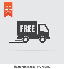 Free delivery icon in flat style isolated on grey background. For your design, logo. Vector illustration.