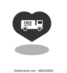 free delivery icon and heart icon, vector illustration
