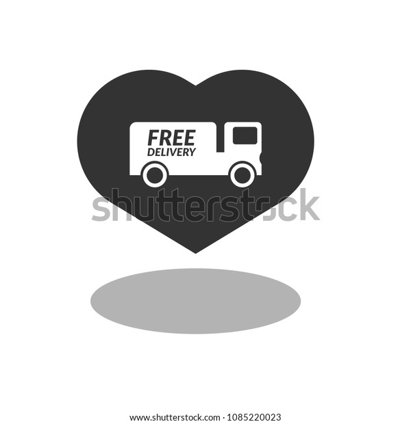 free\
delivery icon and heart icon, vector\
illustration