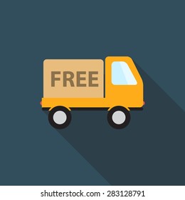 Free Delivery Icon with Long Shadow, Vector Illustration Eps10