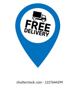 free delivery icon and map pin. logo concept. Designed for your web site design, logo, app, UI