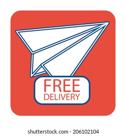 Free delivery icon with paper plane
