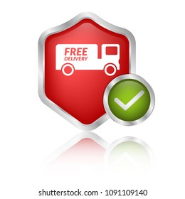 free delivery  icon and protective shield