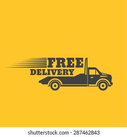 Free delivery icon. Round the clock shipment concept. Design can be used as a poster, advertising, singboard. Vector element of graphic design