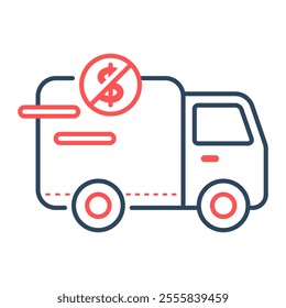 Free delivery icon. free delivery, shipping, transportation, cargo, online shopping, shop, truck, package, logistic. Vector icon illustration