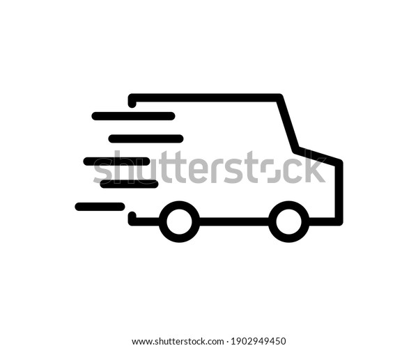 free delivery icon, shipping truck isolated\
on white background. vector\
illustration.