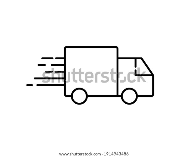free delivery icon, shipping truck isolated\
on white background. vector\
illustration.