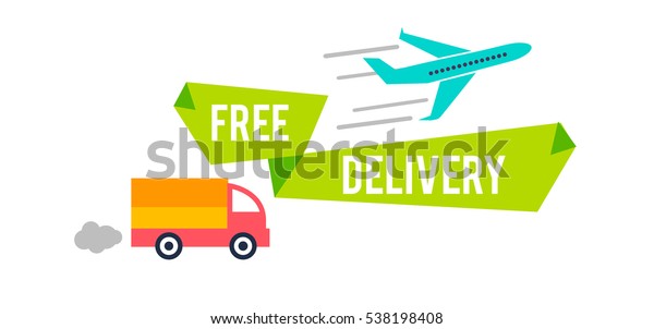 Free delivery icon, shipping truck isolated\
on white background. vector\
illustration