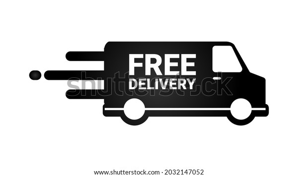 Free delivery icon symbol with truck, \
vector illustration. Isolated on white background.\
