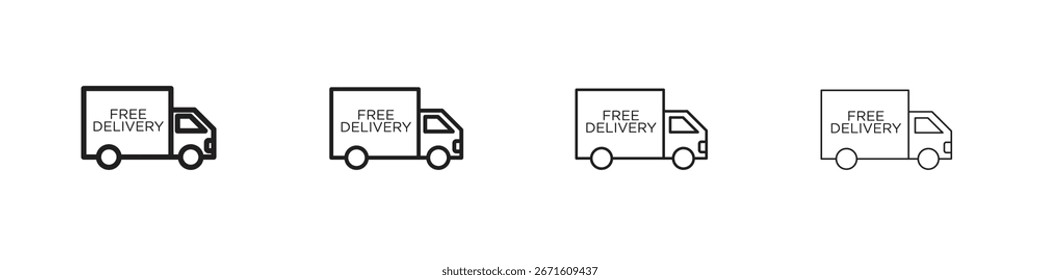 Ilustración vectorial de icono de entrega gratuita, icono de diseño de línea. Trazos editables.