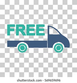Free Delivery icon. Vector illustration style is flat iconic bicolor symbol, cobalt and cyan colors, transparent background. Designed for web and software interfaces.