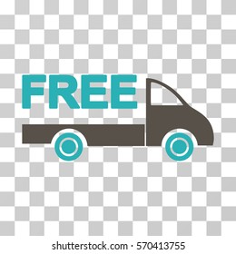 Free Delivery icon. Vector illustration style is flat iconic bicolor symbol, grey and cyan colors, transparent background. Designed for web and software interfaces.
