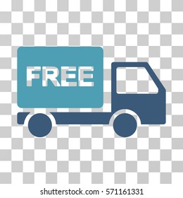 Free Delivery icon. Vector illustration style is flat iconic bicolor symbol, cyan and blue colors, transparent background. Designed for web and software interfaces.