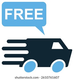 Free delivery icon vector for promotion, ecommerce offer, and shipment without charge. Ideal for online shop, customer service, and marketing campaigns.
