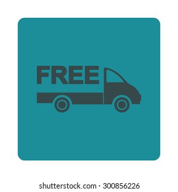 Free delivery icon. Vector style is soft blue colors, flat rounded square button on a white background.