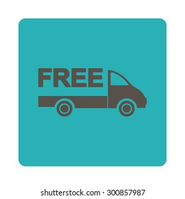 Free delivery icon. Vector style is grey and cyan colors, flat rounded square button on a white background.