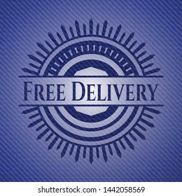 Free Delivery with jean texture. Vector Illustration. Detailed.