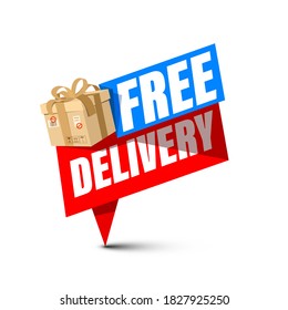 Free Delivery Label - Icon with Package Isolated on White Background