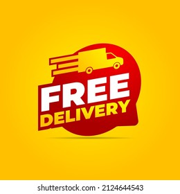 Free delivery label vector, banner template design for media promotion 