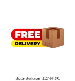 Free delivery label vector, banner template design for media promotion 