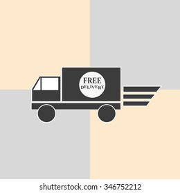 free delivery labels over gray and brown background vector illustration