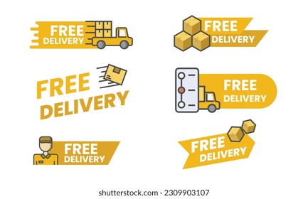 Free delivery labels or stickers collection
