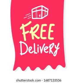 free delivery. lettering Hand drawn vector lettering. pink Isolated on white background. Vector illustration