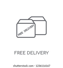 Free delivery linear icon. Modern outline Free delivery logo concept on white background from Delivery and logistics collection. Suitable for use on web apps, mobile apps and print media.