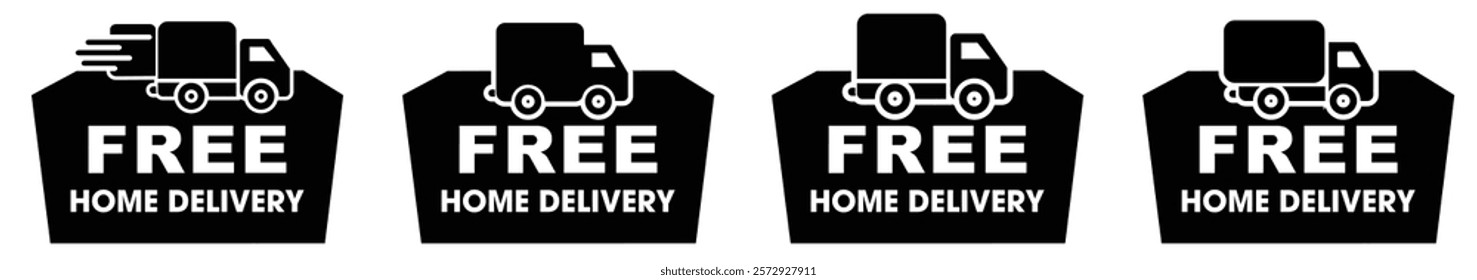 Free delivery logo with truck. Delivery service icon. Fast shipping. Vector illustration.