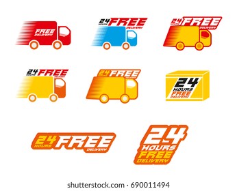 Free Delivery Logos. llustration of icons shipments and free delivery, vector illustration