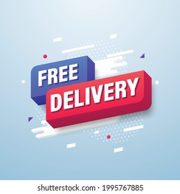 Free delivery, Marketing banner template sign design. Vector illustration