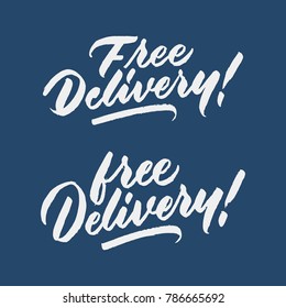 "free delivery" marketing hand lettering typography tag design