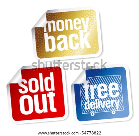 Free delivery, money back, sold out stickers set