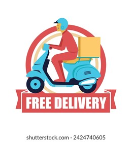 Free Delivery Moped Scooter Vector Design