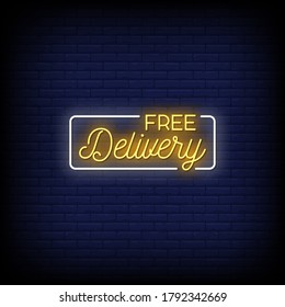 Free Delivery Neon Signs Style Text Vector