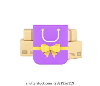 Free delivery online shopping order shipping service 3d icon realistic vector illustration. Purchase shop store gift present special offer transportation cargo parcel logistic distribution