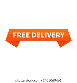 Free Delivery In Orange Rectangle Ribbon Shape For Sale Promotion Business Marketing Social Media Information
