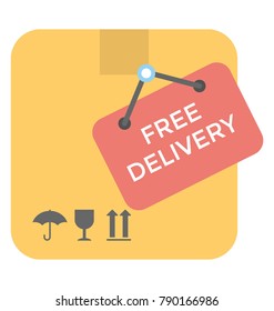 Free Delivery Package Flat Colored Icon
