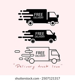 Free delivery packaging truck icon symbol and sign vector illustration.