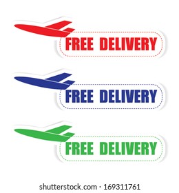 Free delivery with plane tags vector illustration