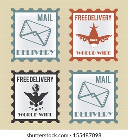 Free delivery postage stamp over beige background vector illustration