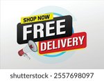 free delivery poster banner graphic design icon logo sign symbol social media website coupon sale

