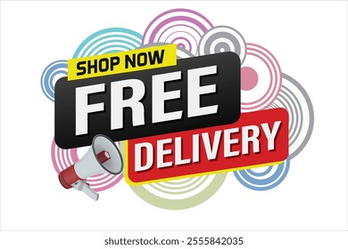 free delivery poster banner graphic design icon logo sign symbol social media website coupon sale

