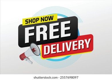 free delivery poster banner graphic design icon logo sign symbol social media website coupon sale

