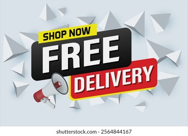 free delivery poster banner graphic design icon logo sign symbol social media website coupon sale

